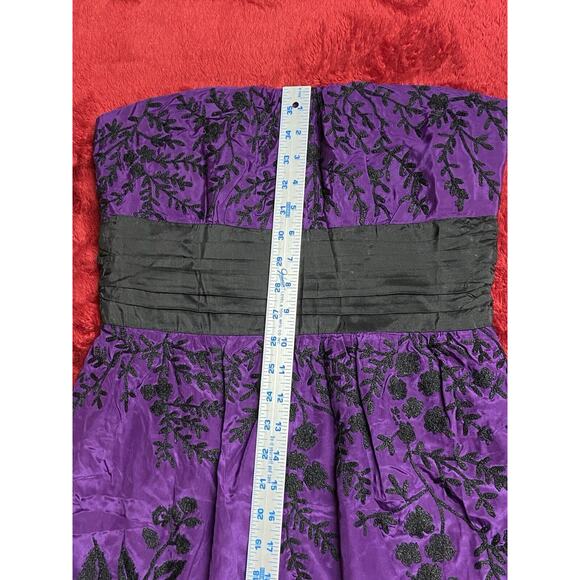 Tracy Reese S 6 Silk Black Floral Embroidered Purple Dress Whimsigoth Empire NYE - Picture 11 of 16